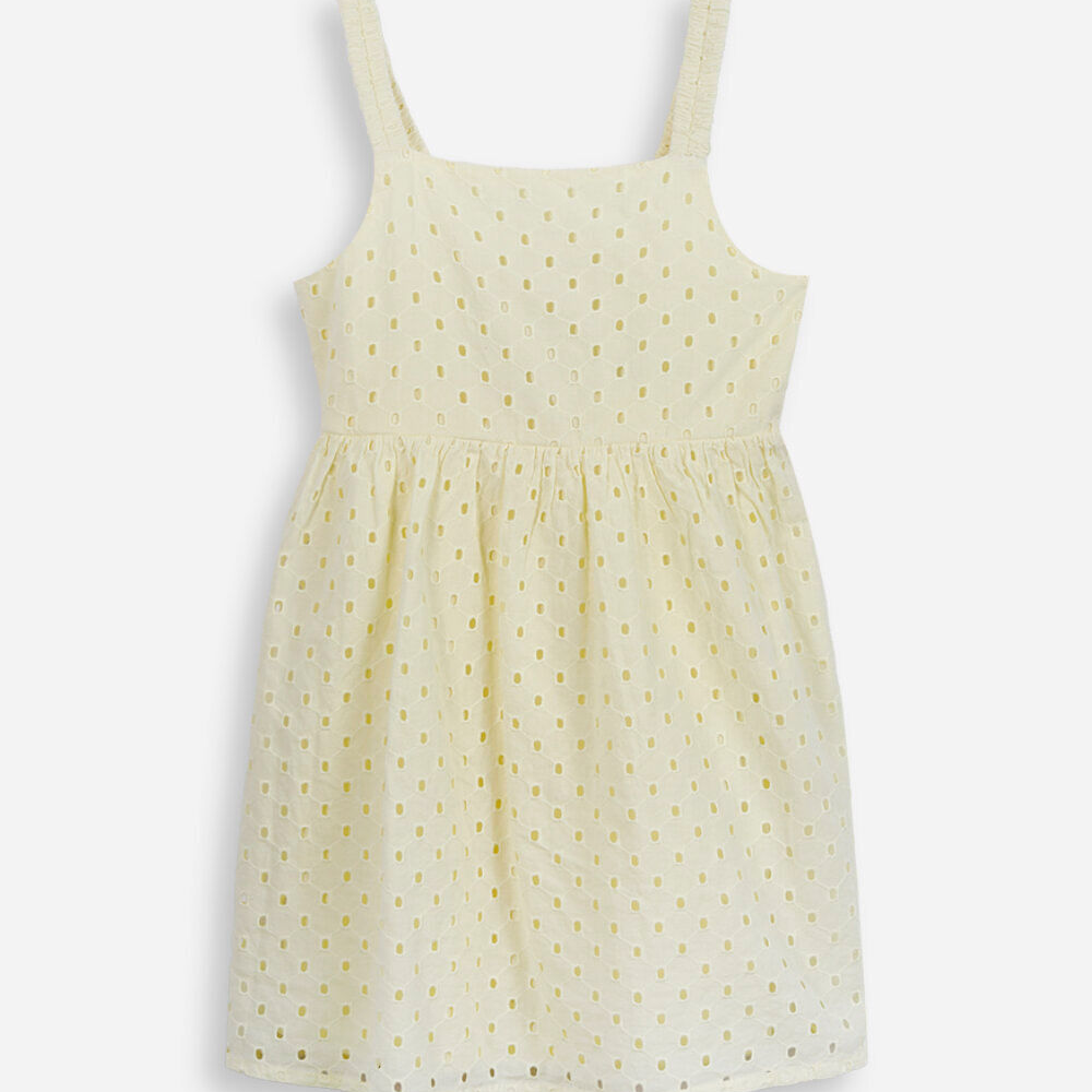 Vestido alça fina infantil de laise amarelo Vestido alça fina infantil de laise amarelo