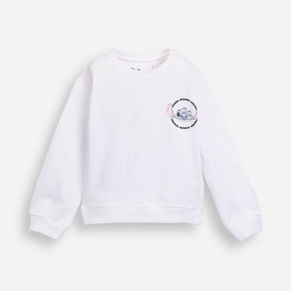 Blusa infantil de moletinho manga longa stitch off white Blusa infantil de moletinho manga longa stitch off white