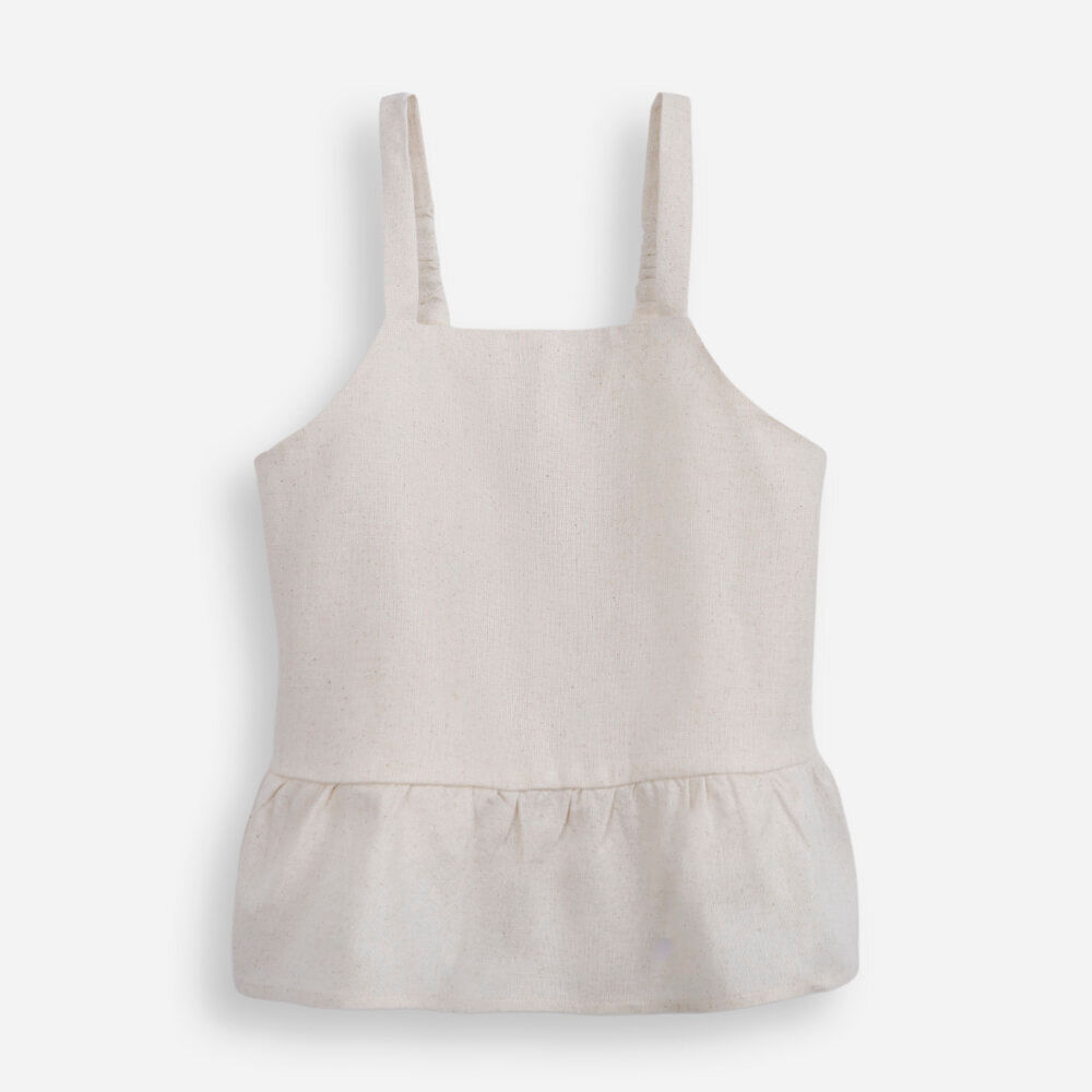 Blusa peplum infantil com linho bege
