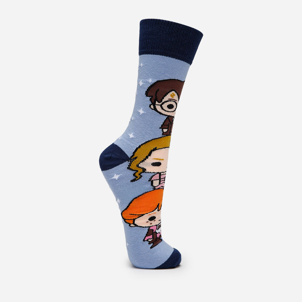 Meia cano longo harry potter - azul