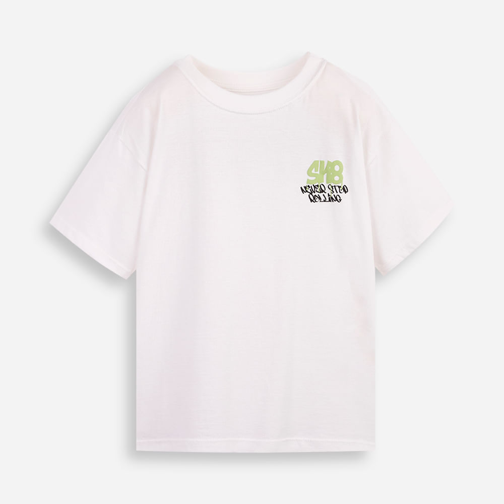 Camiseta infantil manga curta silk street off white Camiseta infantil manga curta silk street off white