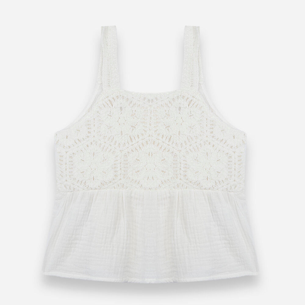 Blusa infantil de algodão com bordado off white Blusa infantil de algodão com bordado off white