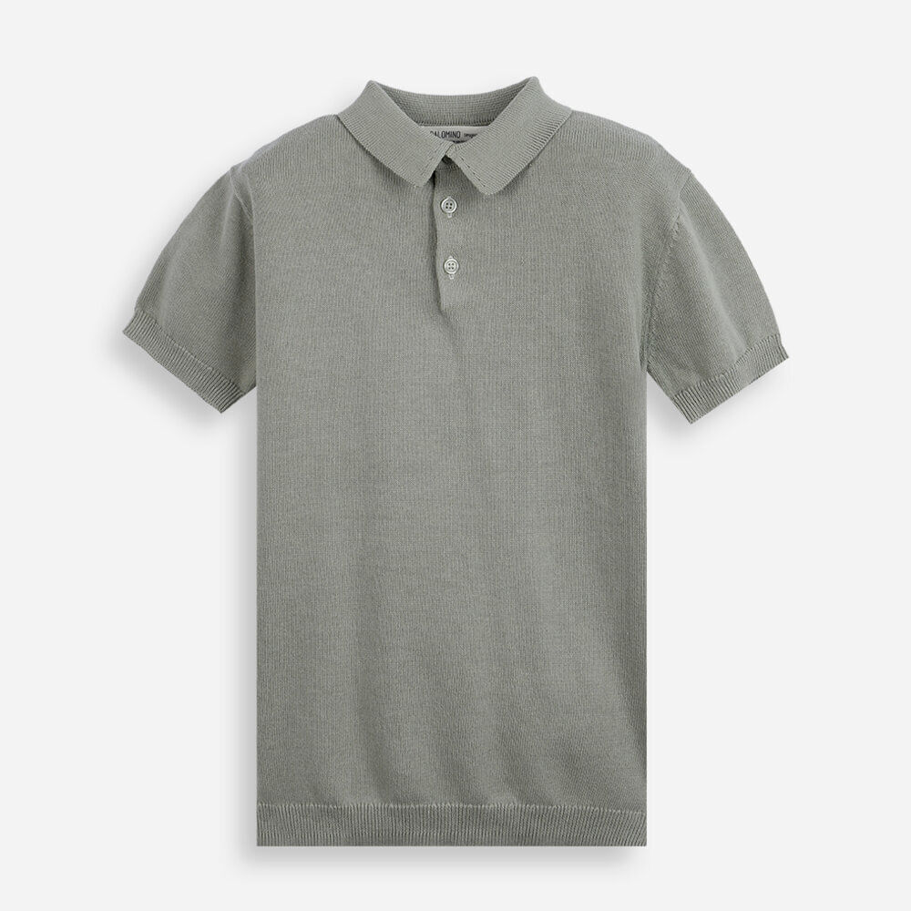 Polo infantil de tricot manga curta verde Polo infantil de tricot manga curta verde