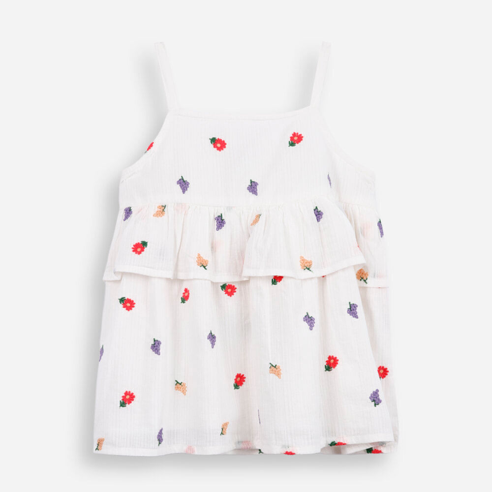 Blusa infantil camadas com bordado off white Blusa infantil camadas com bordado off white