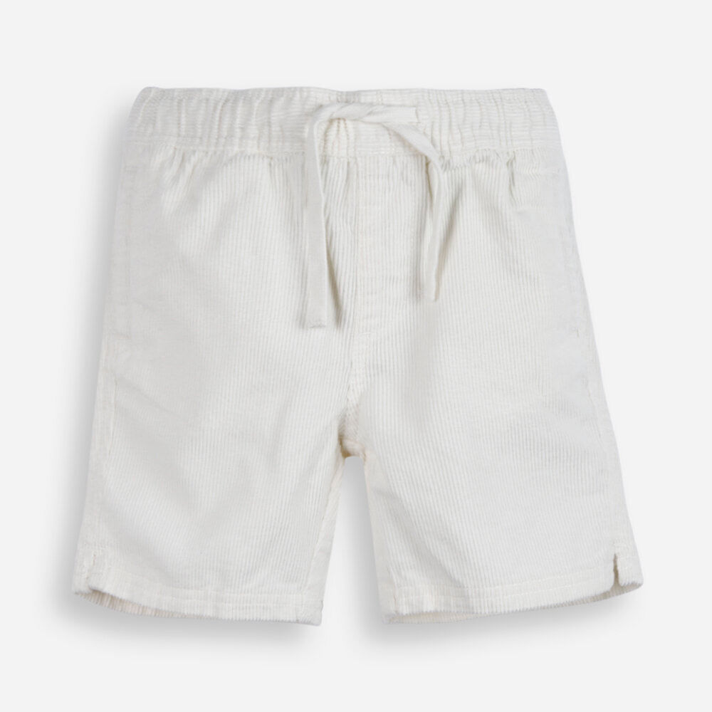 Bermuda infantil cotelê cós elástico off white