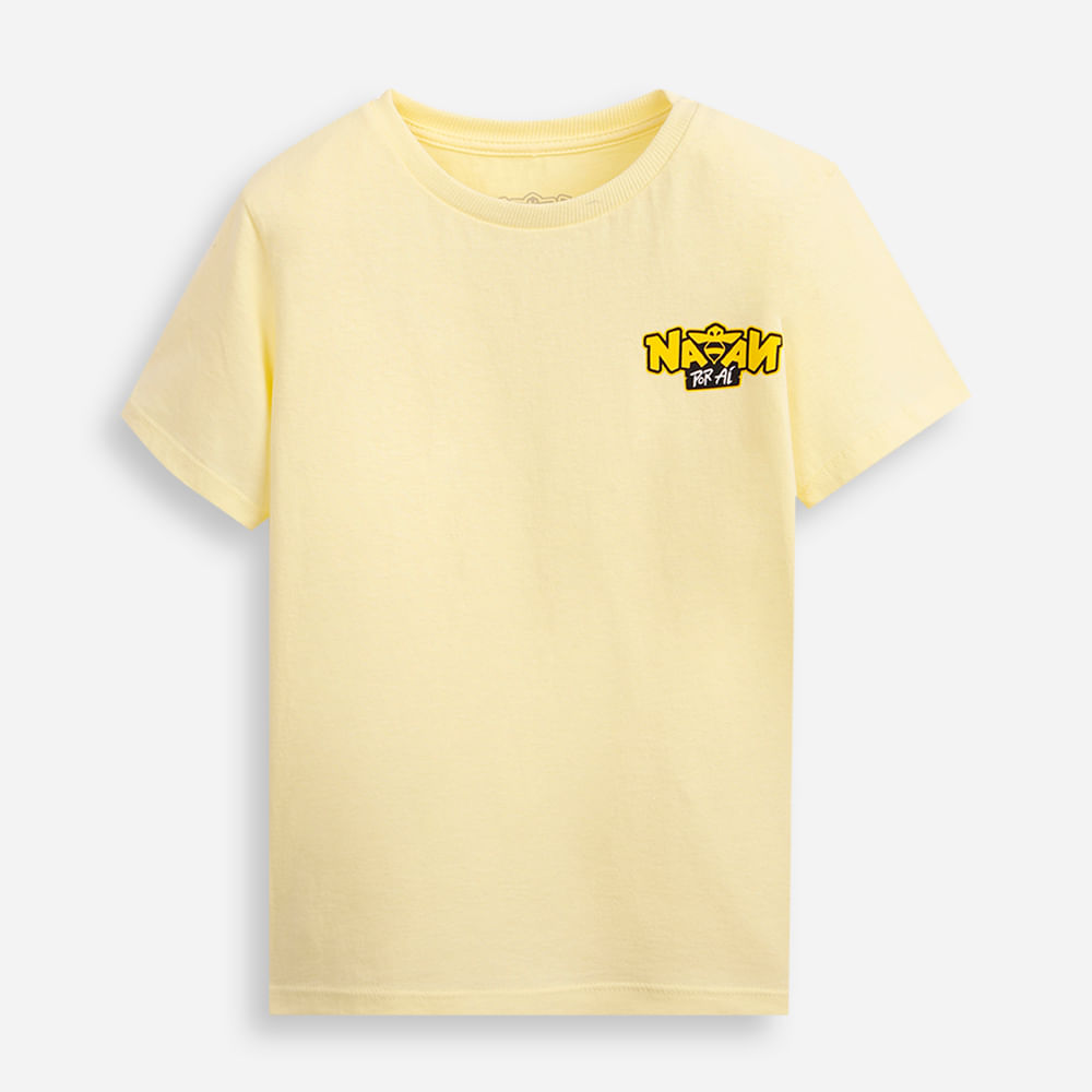 Camiseta de algodão infantil natan por aí amarela