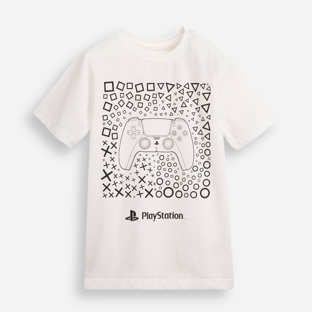 Camiseta de algodão infantil playstation texturizada off white