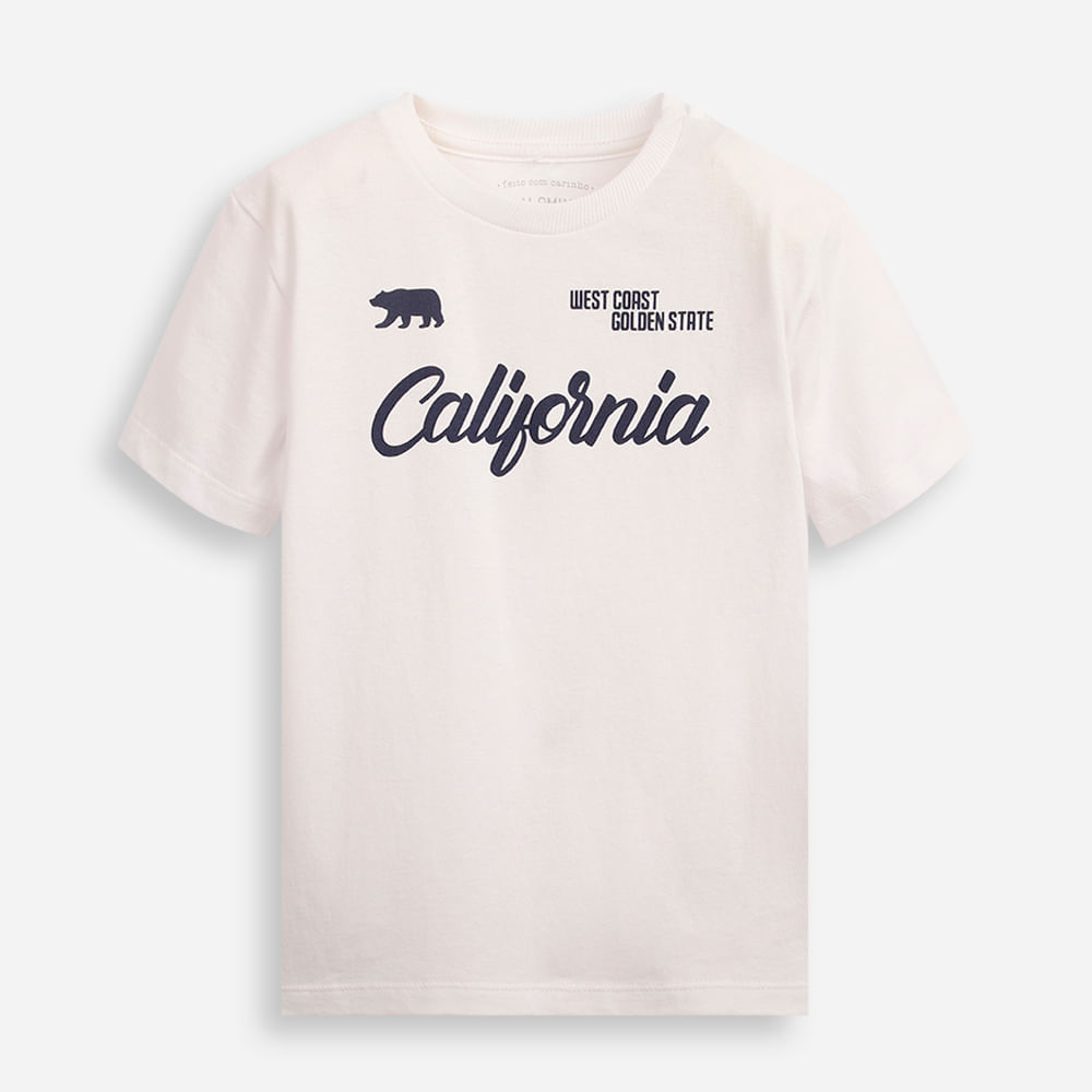 Camiseta infantil estampa califórnia off white