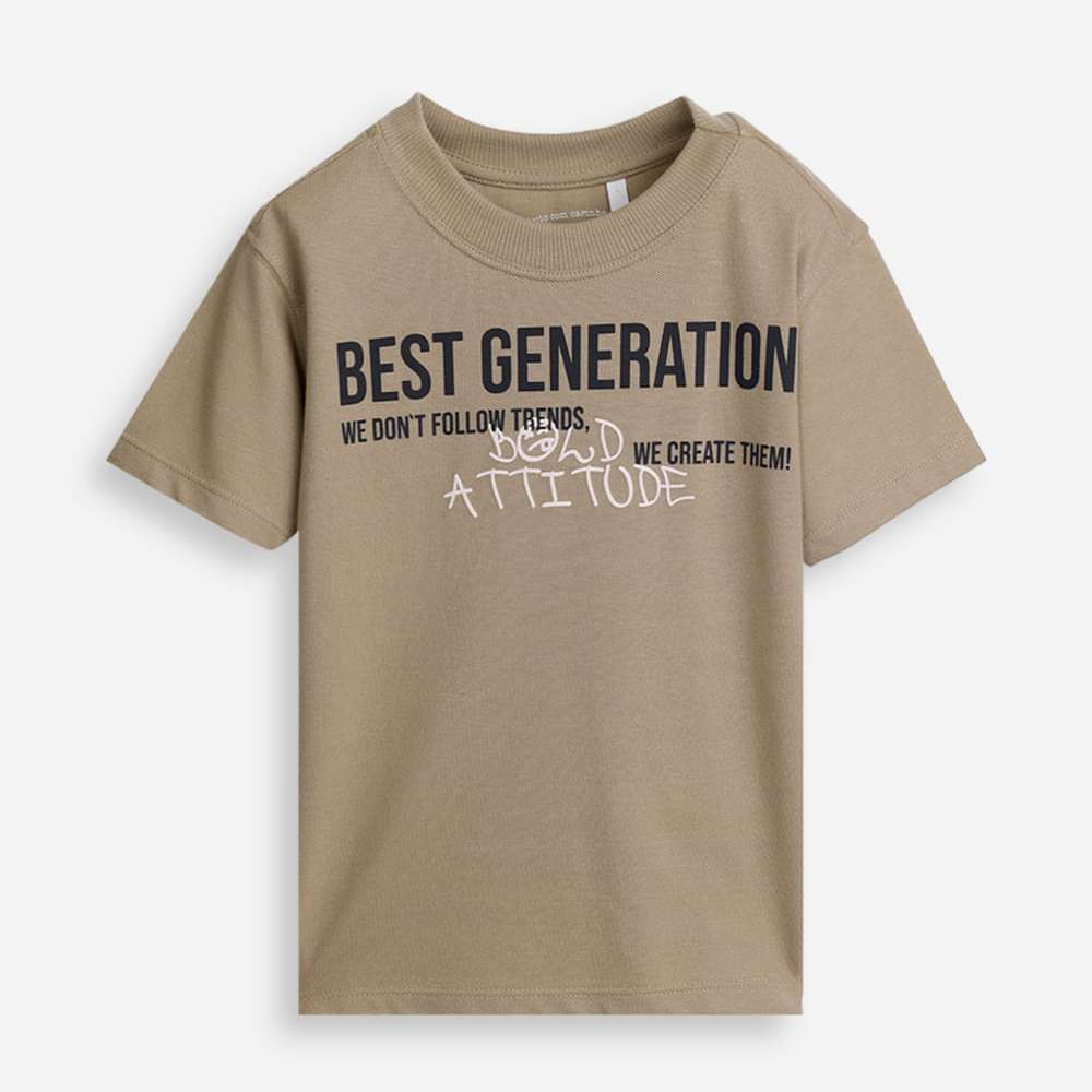 T-shirt infantil manga curta lettering best generation verde