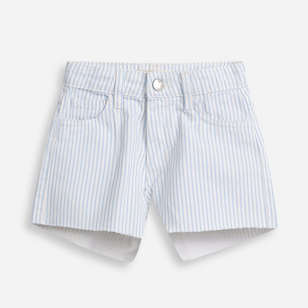 Short infantil jeans listrado azul