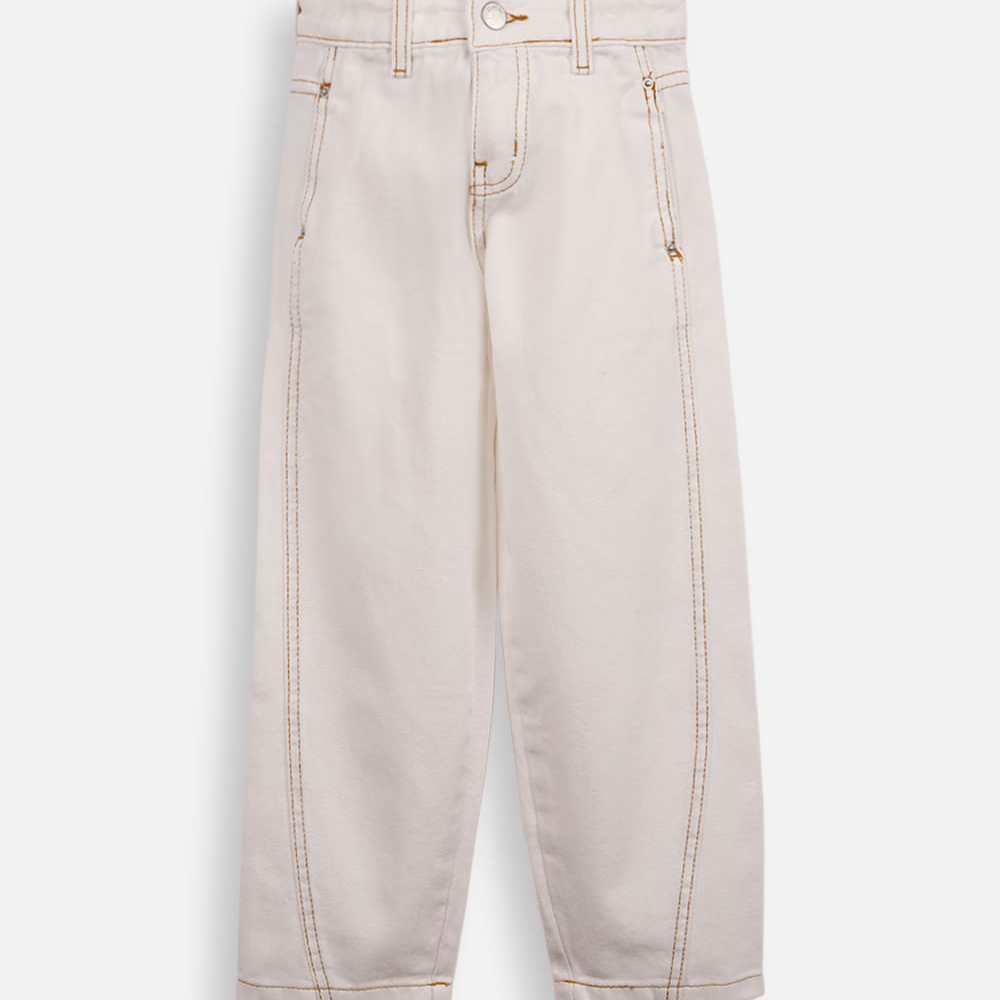 Calça balloon infantil de sarja off white