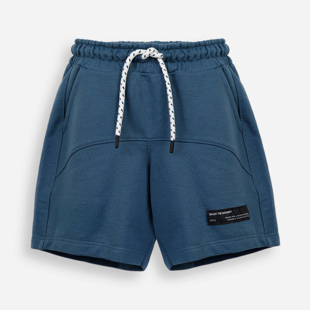 Bermuda infantil de moletom recortes azul