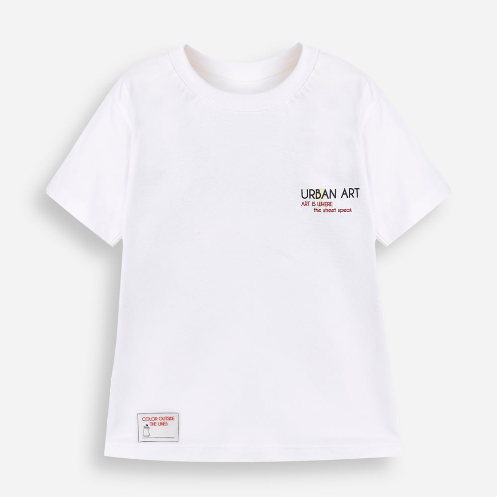 Camiseta infantil manga curta estampa urban art off white