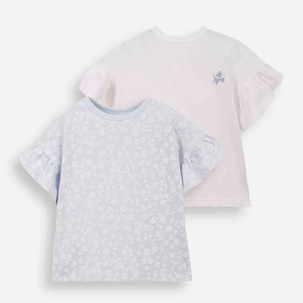 Kit de 2 blusas infantis de algodão floral colorido