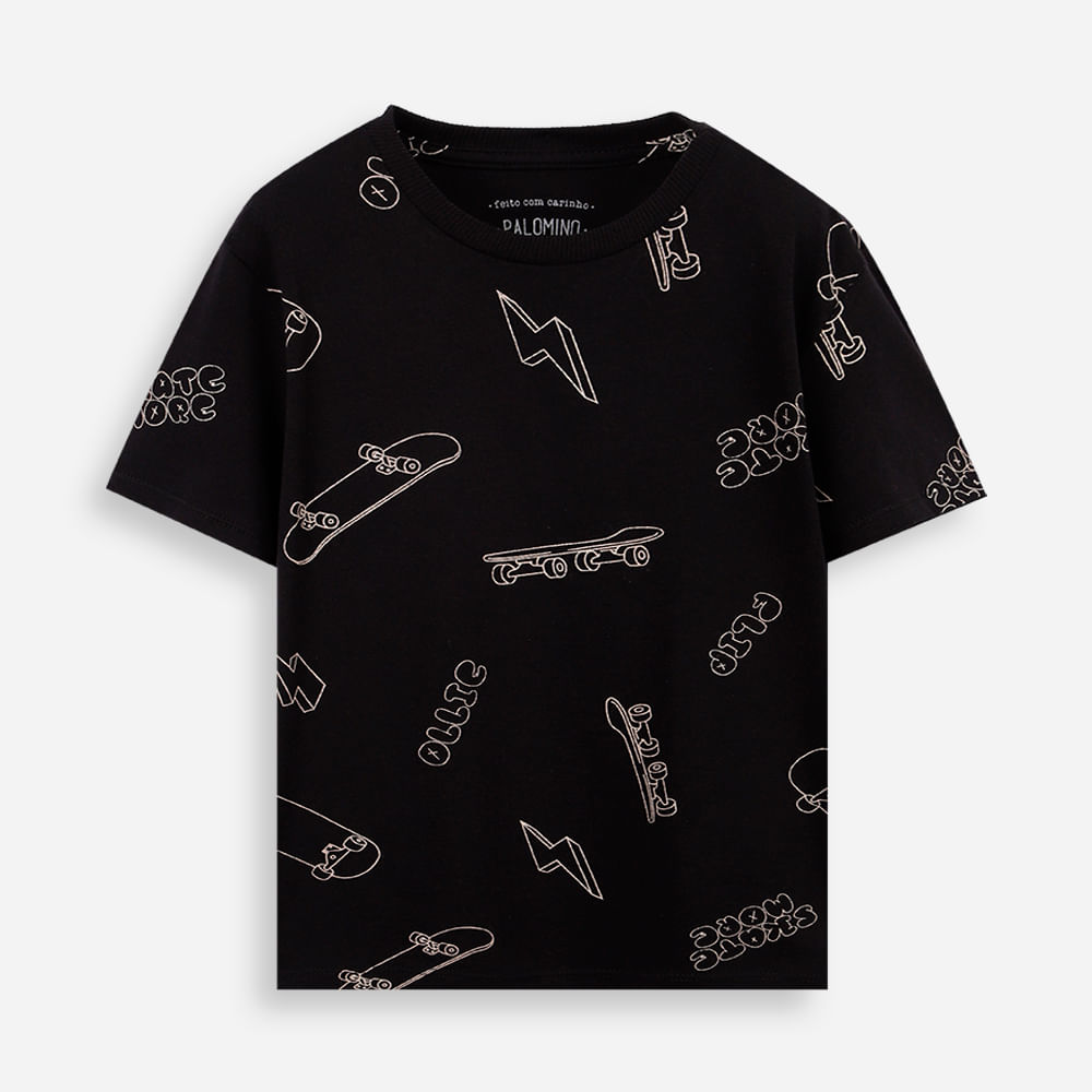Camiseta infantil skate preta