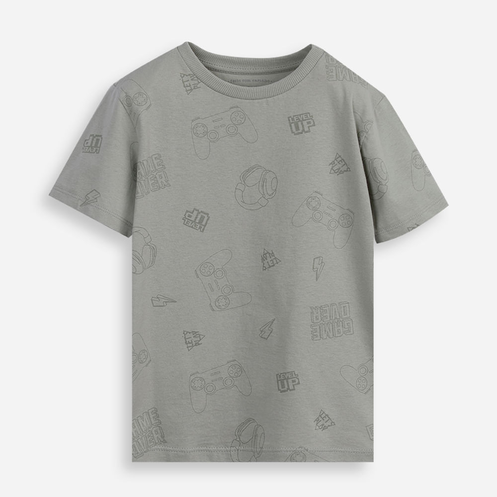 Camiseta infantil print controles game verde Camiseta infantil print controles game verde