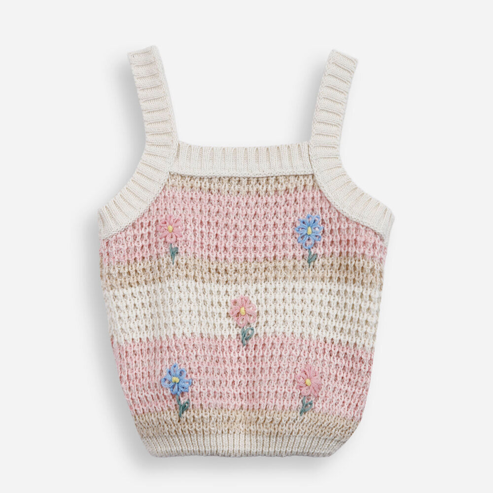 Blusa infantil de tricot com flores aplicadas colorido