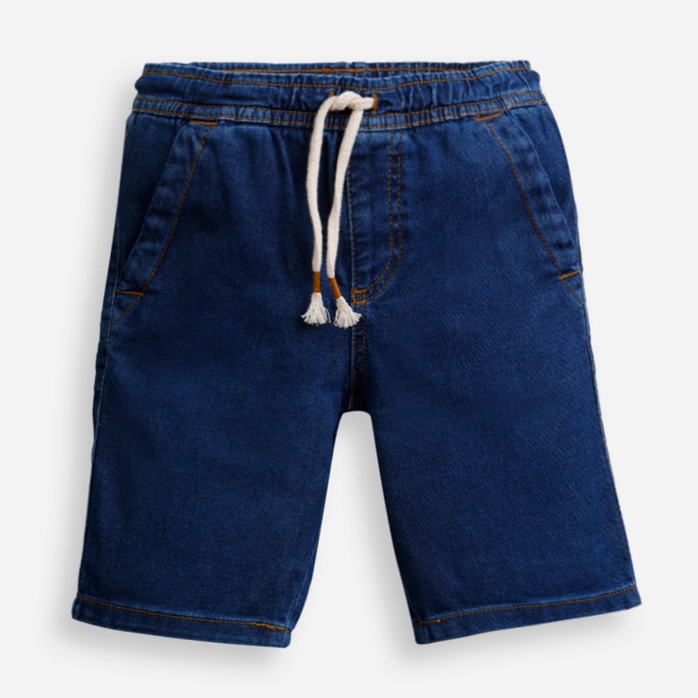 Bermuda reta infantil jeans cós elástico azul Bermuda reta infantil jeans cós elástico azul