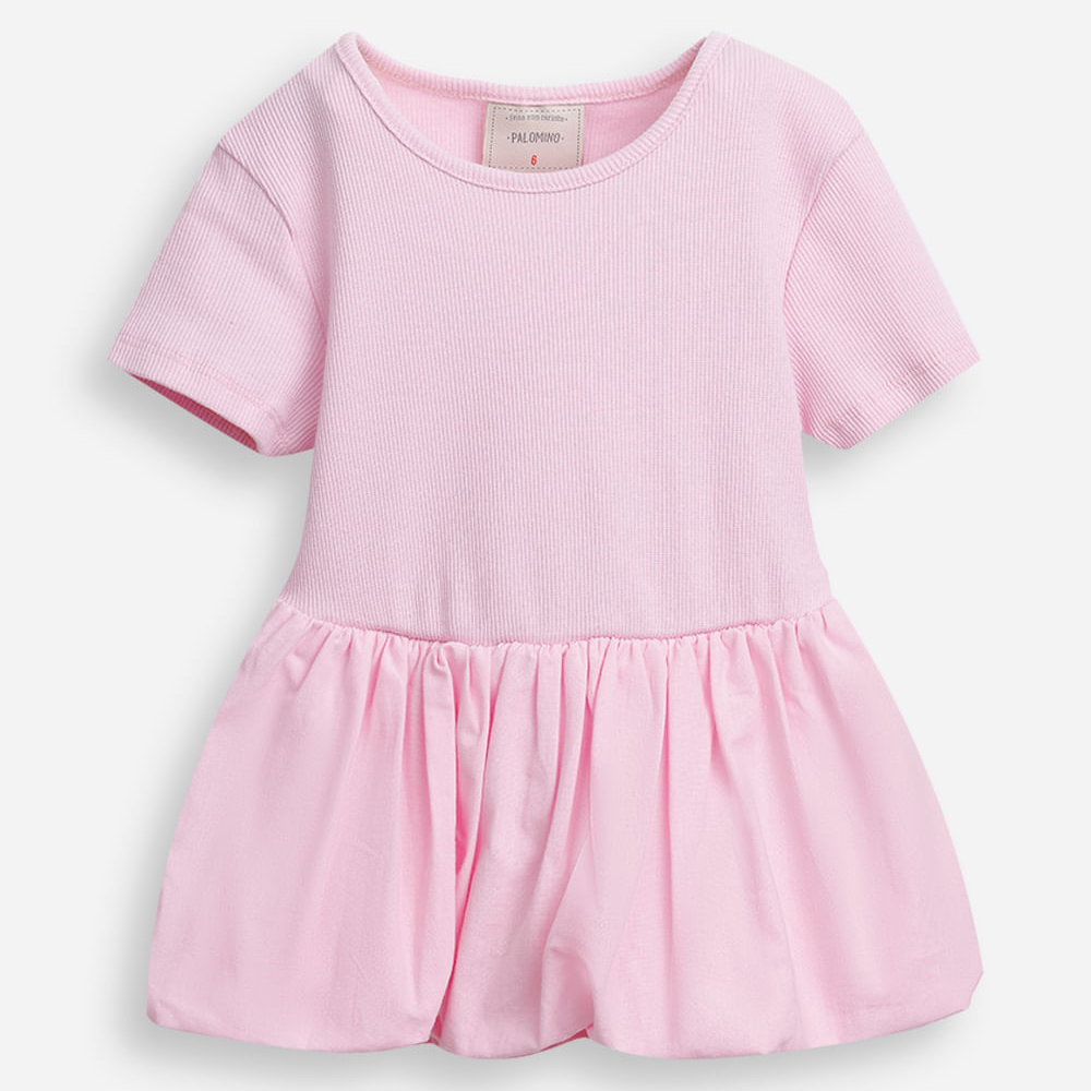 Blusa infantil peplum manga curta ribana rosa Blusa infantil peplum manga curta ribana rosa