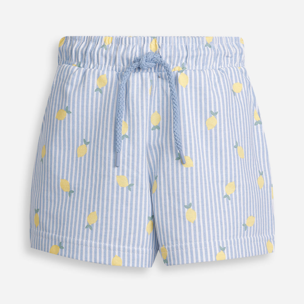Shorts infantil moletom com bolso estampa limões colorido Shorts infantil moletom com bolso estampa limões colorido