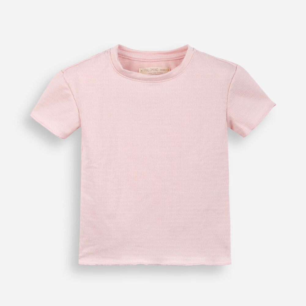 Blusa infantil texturizada com frufru rosa Blusa infantil texturizada com frufru rosa