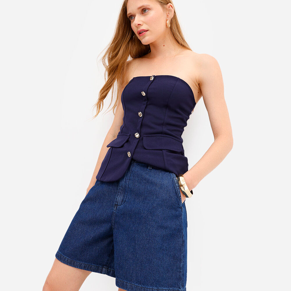 Bermuda feminina jeans azul