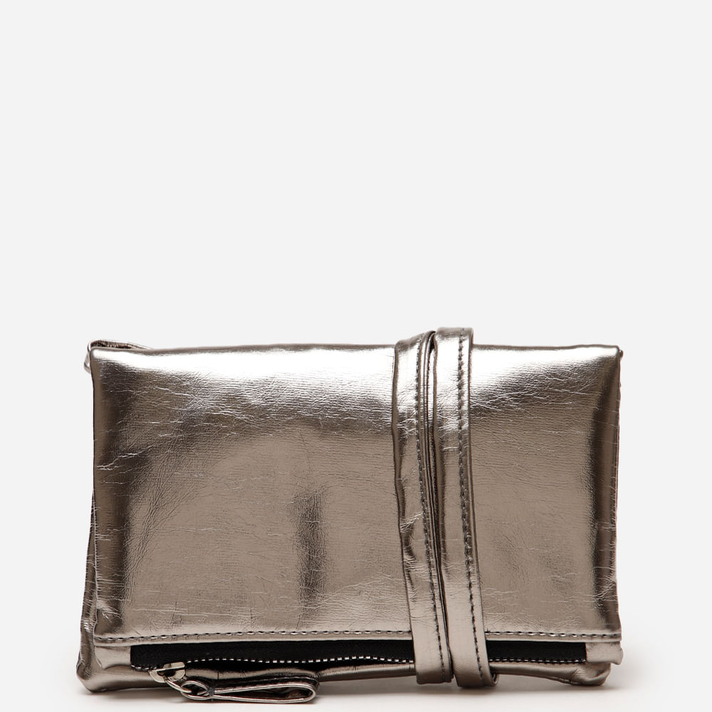 Bolsa infantil transversal metalizada prateada