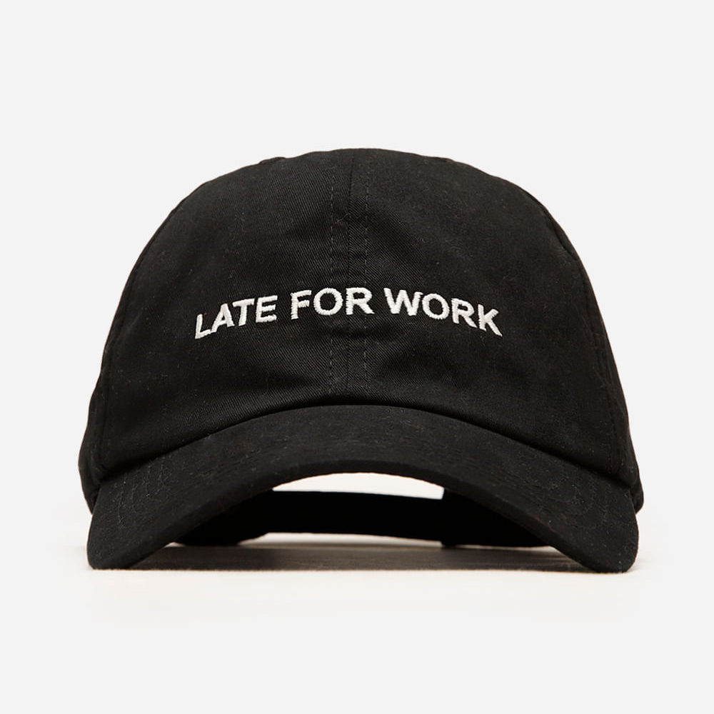 Boné aba curva bordado late for work preto Boné aba curva bordado late for work preto
