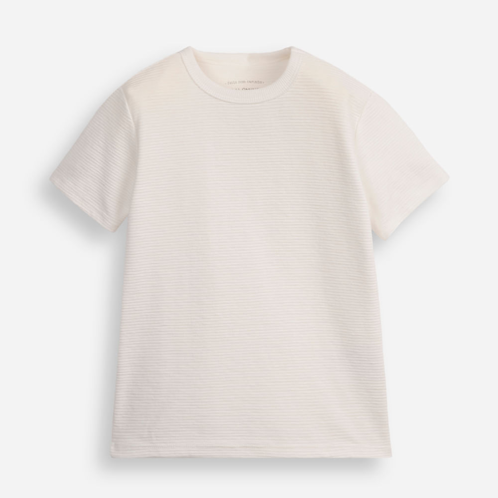 Camiseta infantil manga curta canelada off white Camiseta infantil manga curta canelada off white