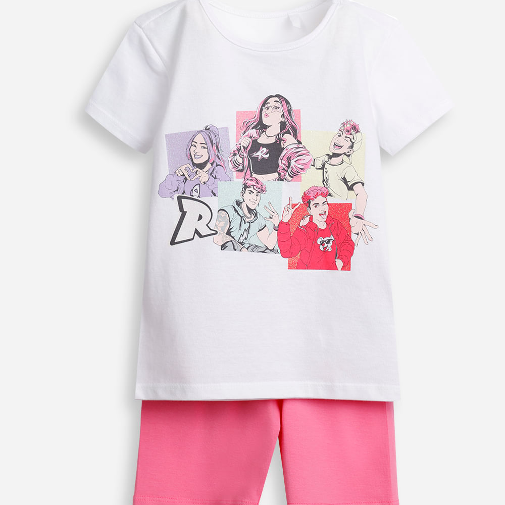 Conjunto infantil pop dos rosa colorido