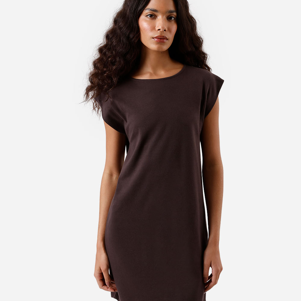 Vestido muscle curto feminino básico marrom Vestido muscle curto feminino básico marrom