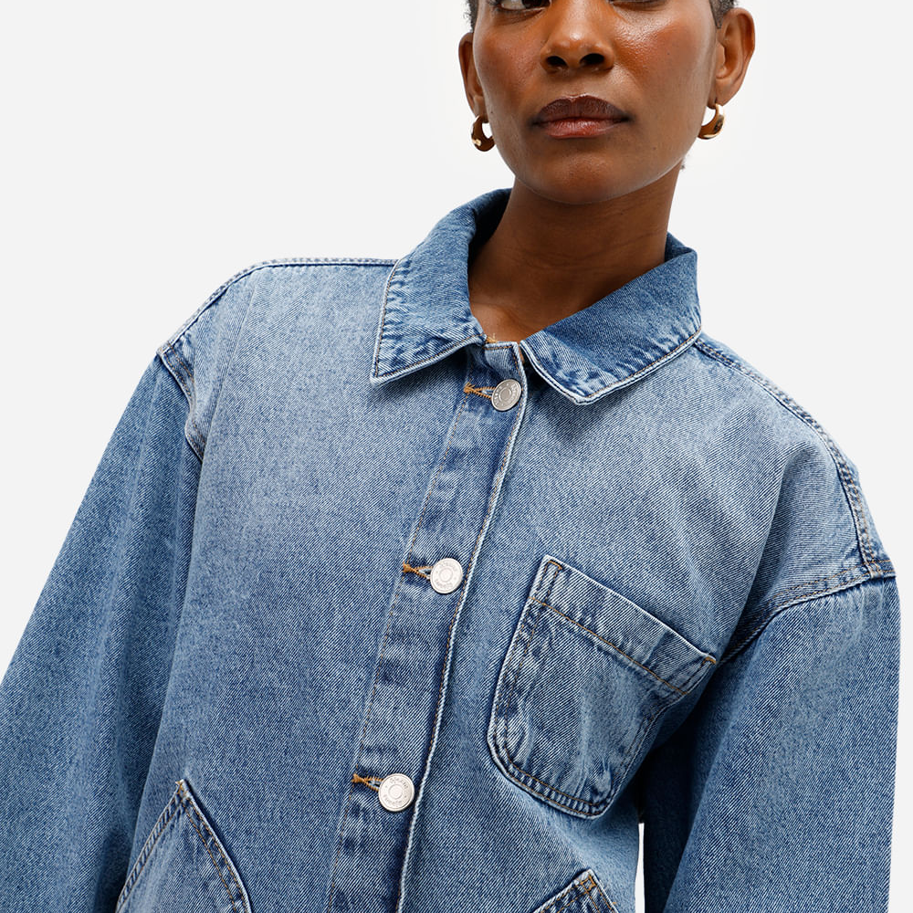 Jaqueta feminina jeans oversized azul Jaqueta feminina jeans oversized azul
