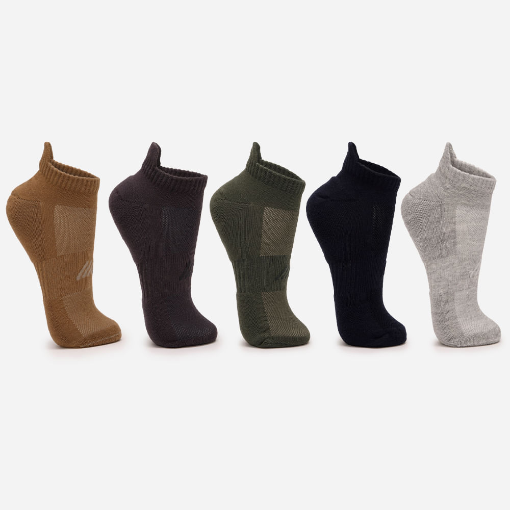 Kit de 5 meias esportivas masculinas cano curto colorido