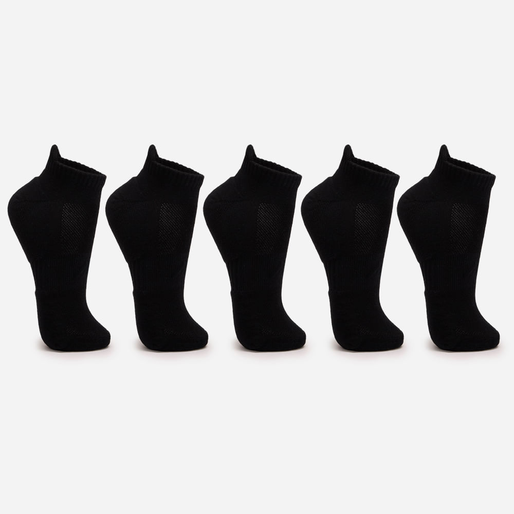 Kit de 5 meias esportivas masculinas cano curto preto