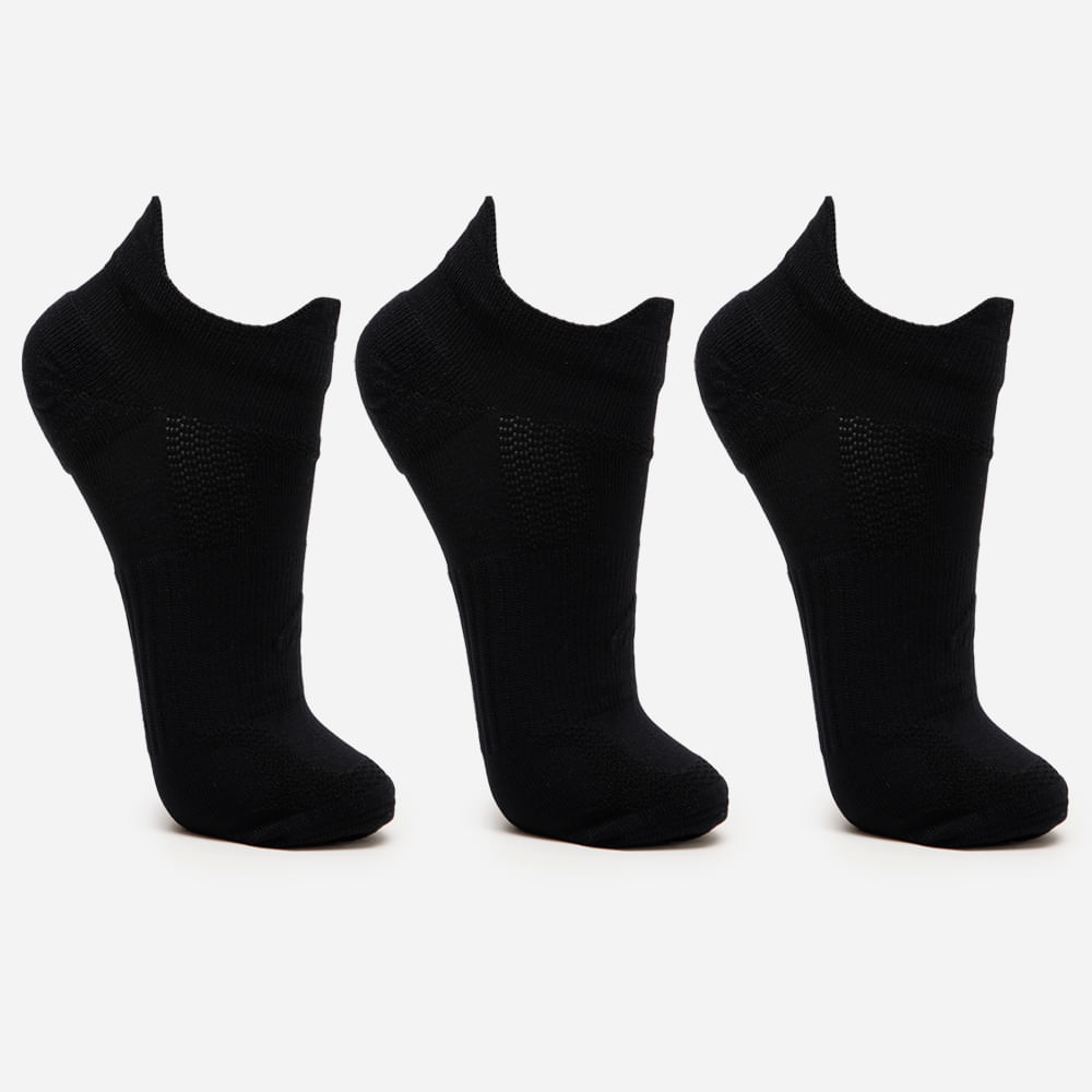 Kit de 3 meias esportivasmasculinas cano curto preto