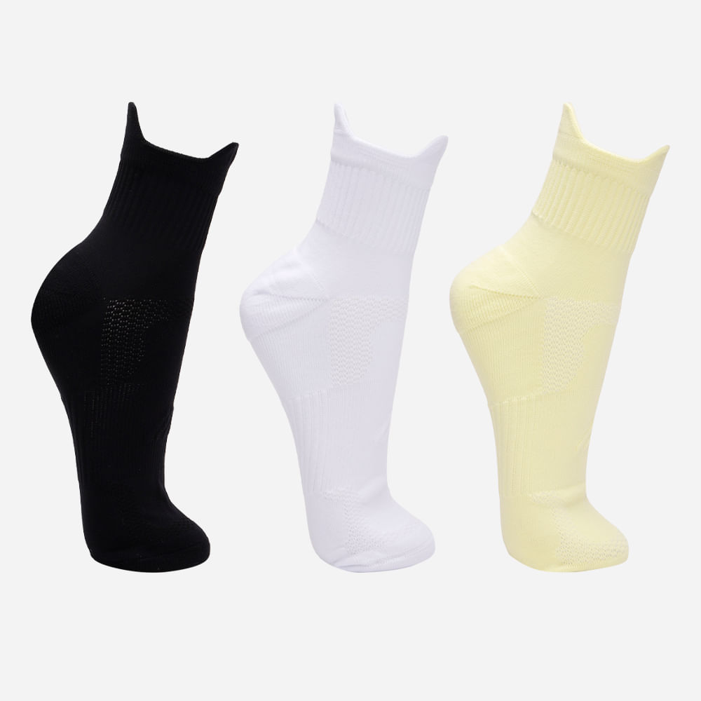 Kit de 3 meias masculinas cano médio esportiva colorido Kit de 3 meias masculinas cano médio esportiva colorido