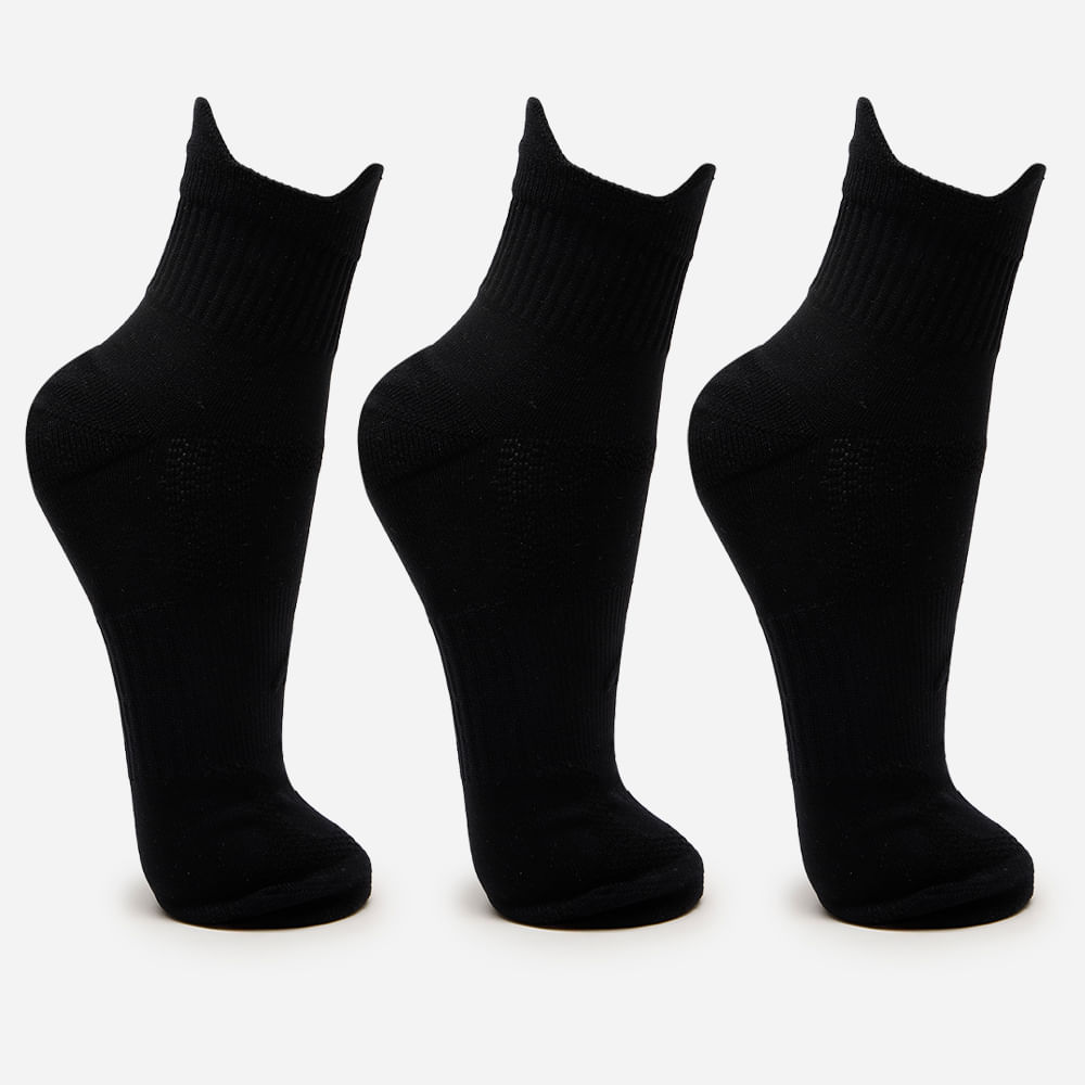 Kit de 3 meias masculinas cano médio esportiva preta Kit de 3 meias masculinas cano médio esportiva preta