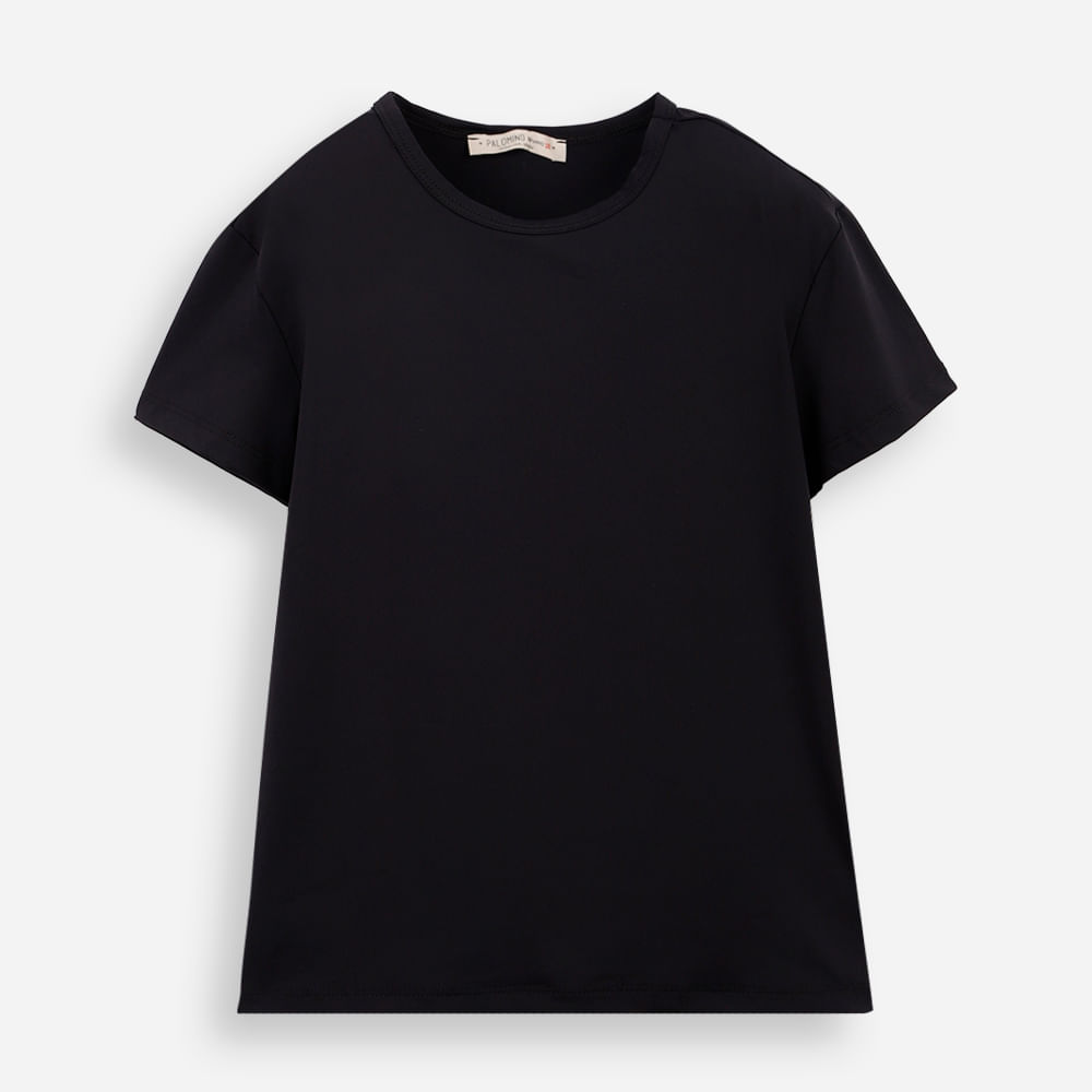 Blusa infantil de poliamida manga curta preta