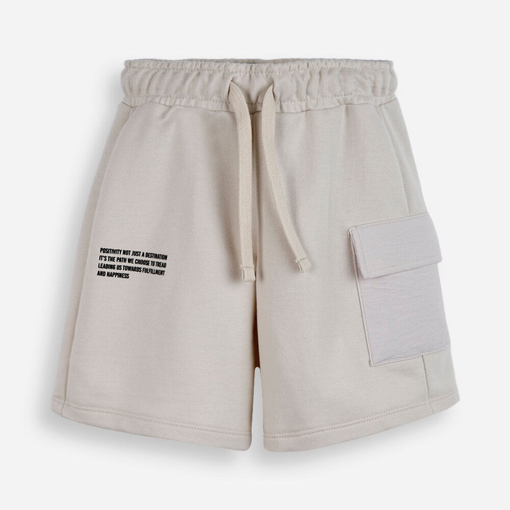 Bermuda infantil de moeltinho com bolso cargo bege