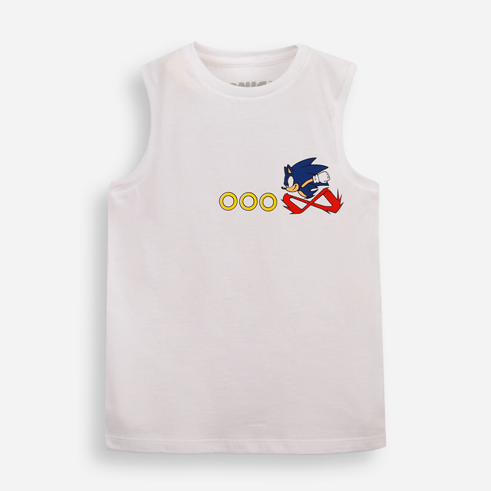 Regata infantil de algodão sonic off white Regata infantil de algodão sonic off white