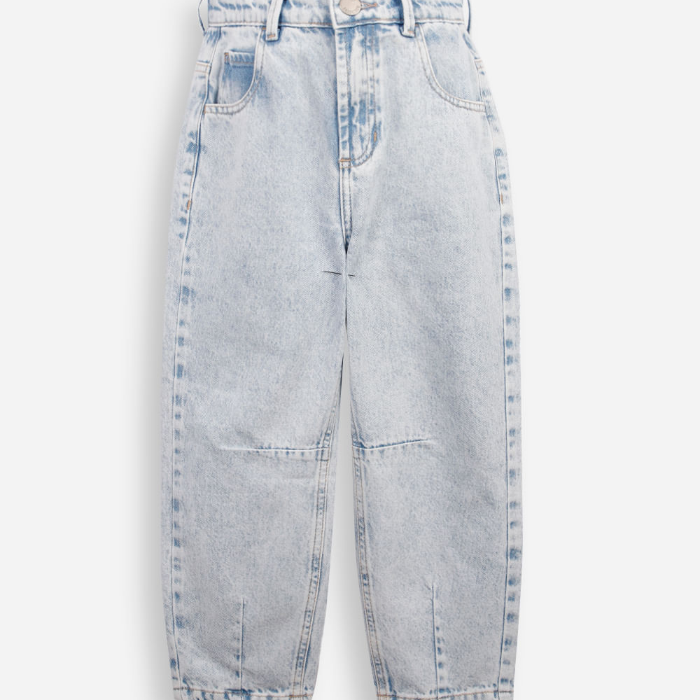 Calça balloon infantil jeans azul Calça balloon infantil jeans azul