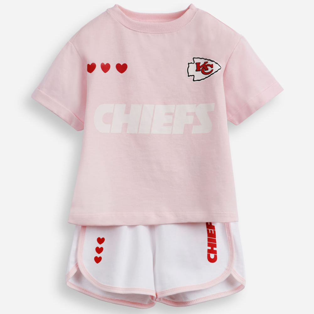 Conjunto curto infantil de algodão kansas city nfl rosa Conjunto curto infantil de algodão kansas city nfl rosa