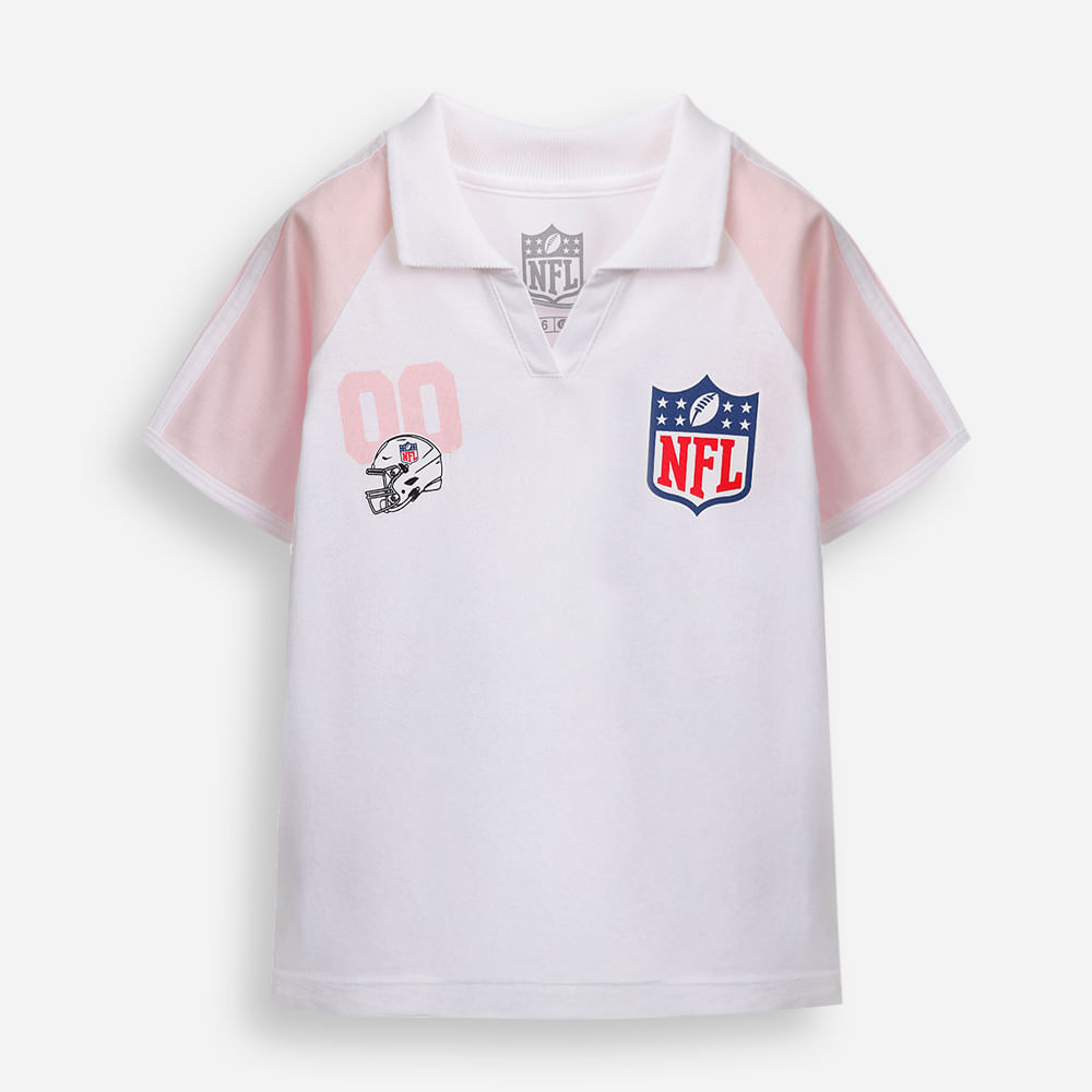 Polo raglan infantil de algodão nfl off white Polo raglan infantil de algodão nfl off white