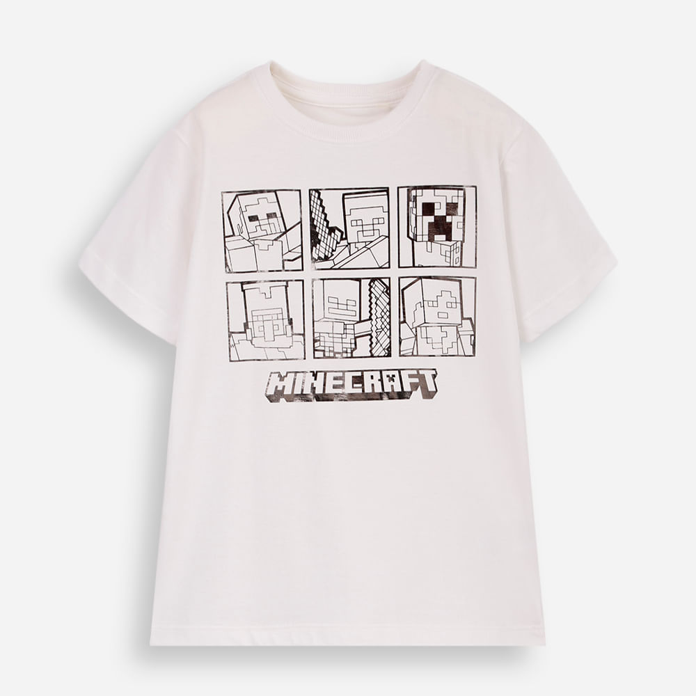 Camiseta infantil minecraft off white Camiseta infantil minecraft off white