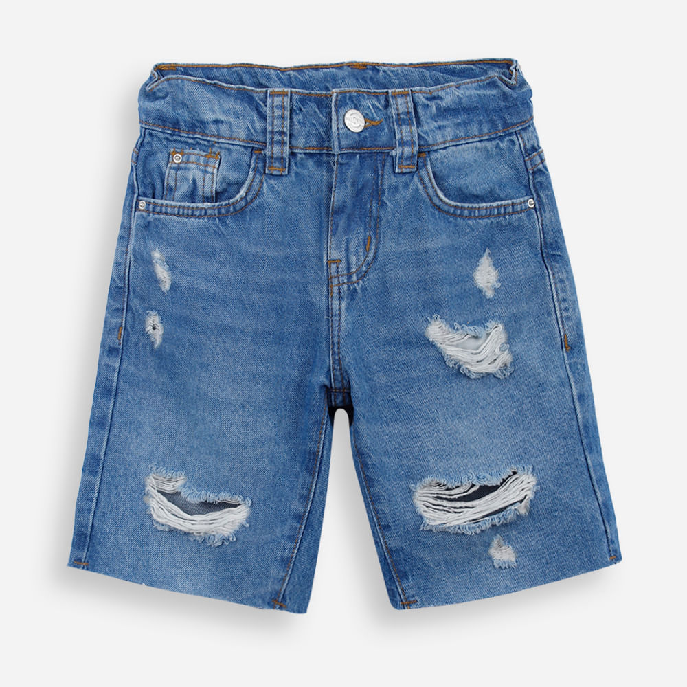Bermuda infantil jeans destroyed azul Bermuda infantil jeans destroyed azul
