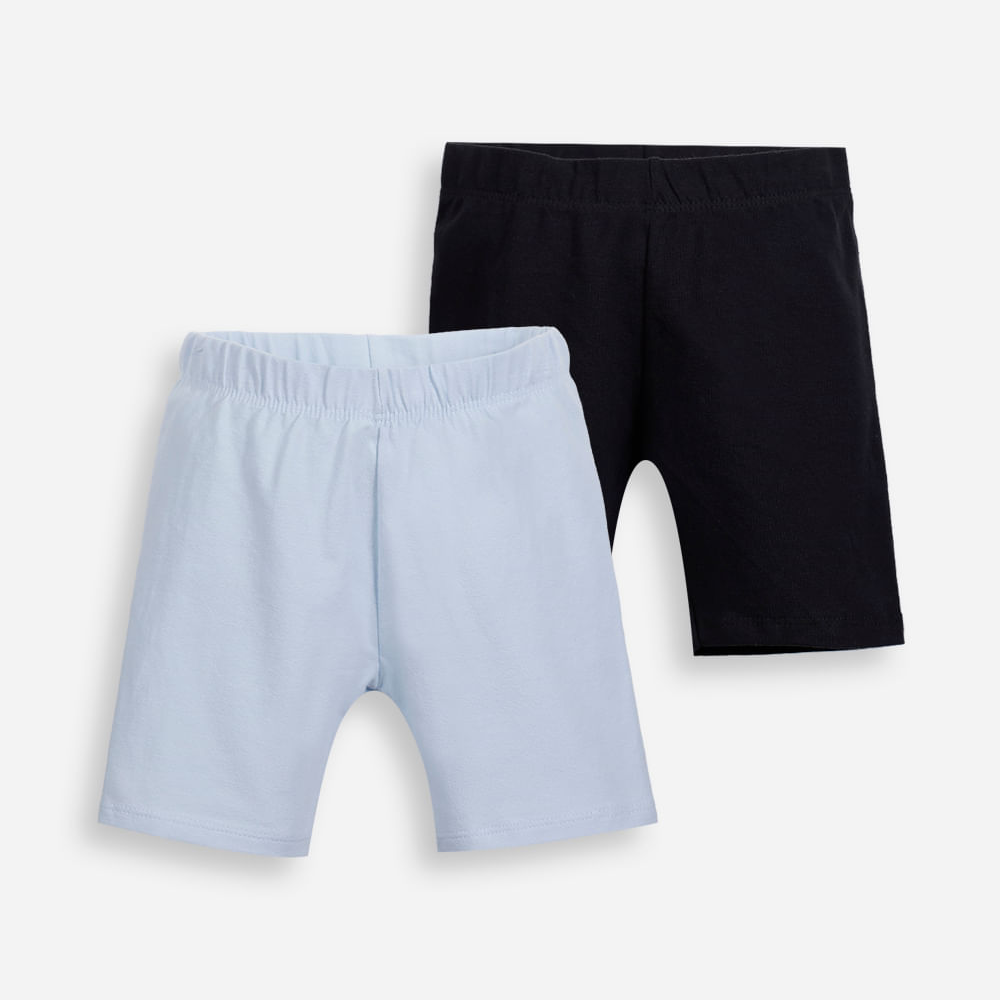 Kit de 2 bermudas ciclista infantis de algodão colorido Kit de 2 bermudas ciclista infantis de algodão colorido