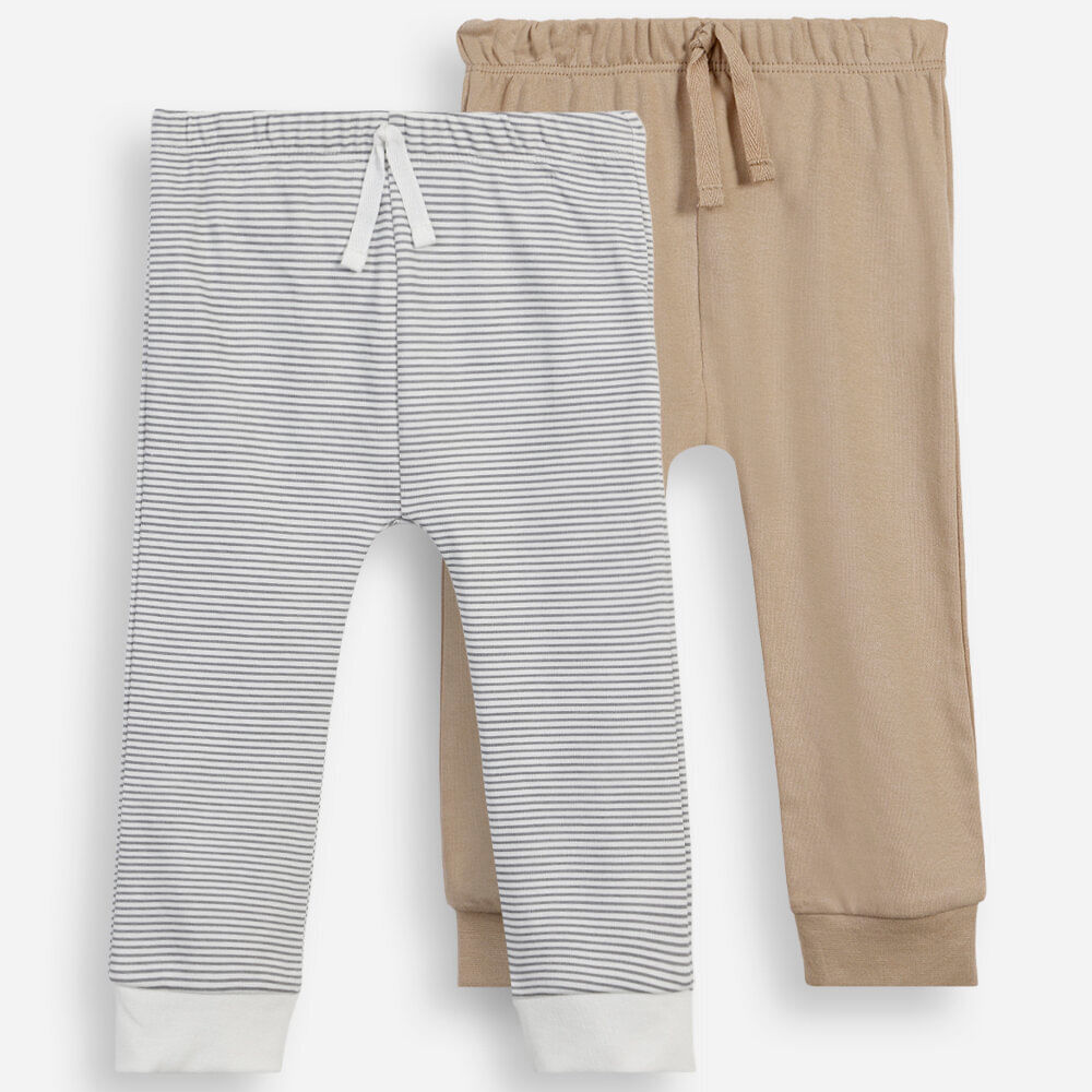 Kit de 2 calças jogger infantil de algodão colorido Kit de 2 calças jogger infantil de algodão colorido