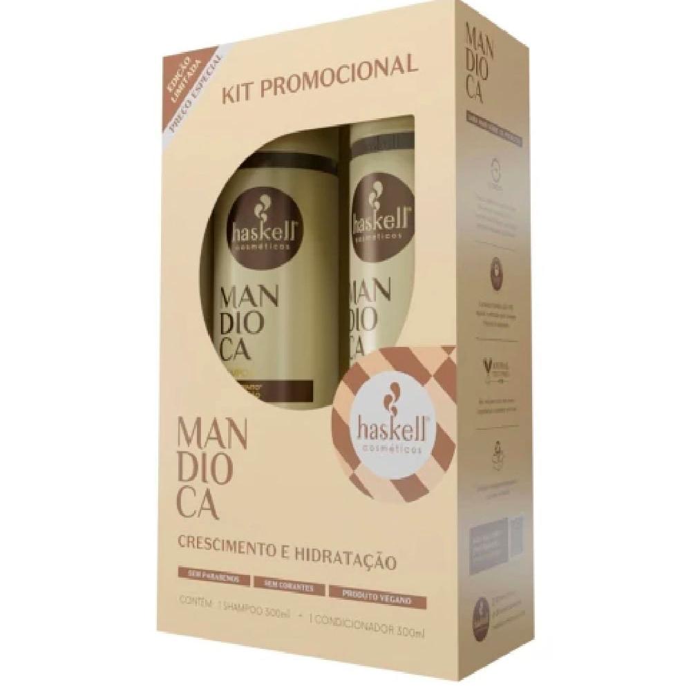 Kit haskell shampoo e condicionador mandioca 300ml Kit haskell shampoo e condicionador mandioca 300ml