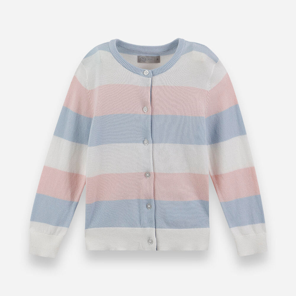 Cardigan infantil de tricot listrado colorido