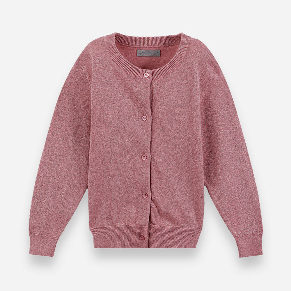 Cardigan infantil com lurex rosa Cardigan infantil com lurex rosa